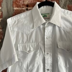 RARE VTG Mesquite Ft Worth TX Made USA Western Pearl Snap Shirt M 15.5 21x31